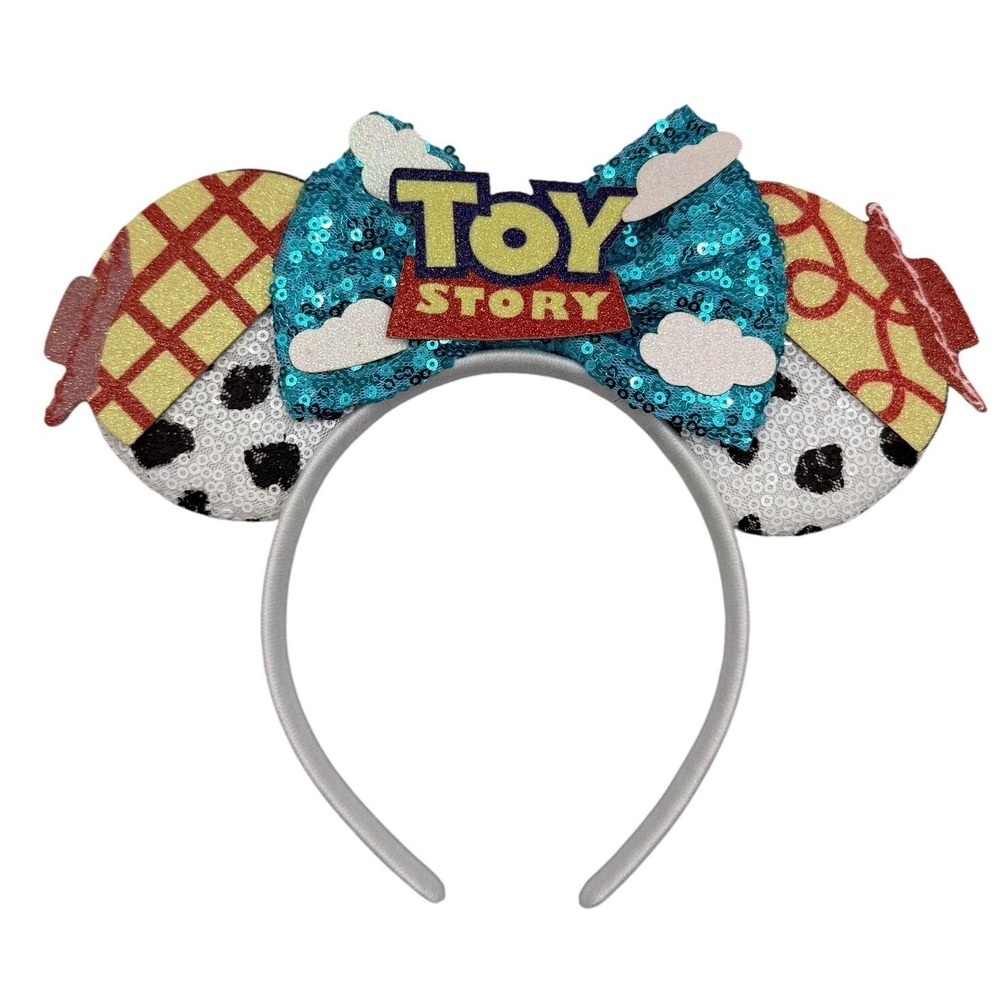Disney Toy Story Woody Jessie Minnie Mouse Ears Headband Sequin Blue Bow